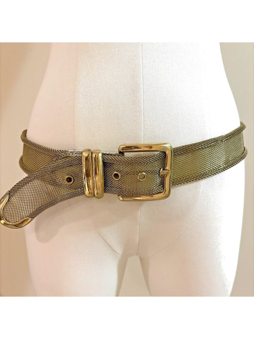 Vintage Y2K Donna Katz Gold Tone Mesh Metal Belt Chain Link Women's Size Large